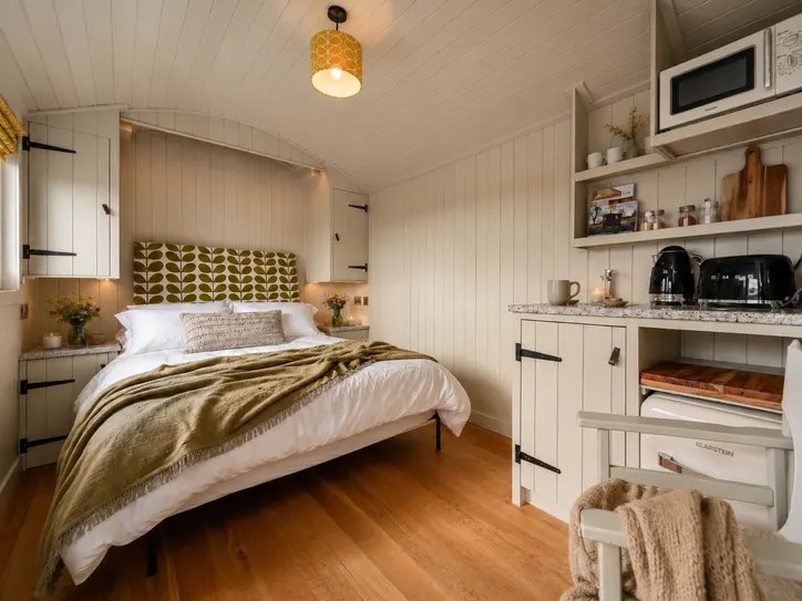 Cosy shepherd hut feature at The Old Rectory