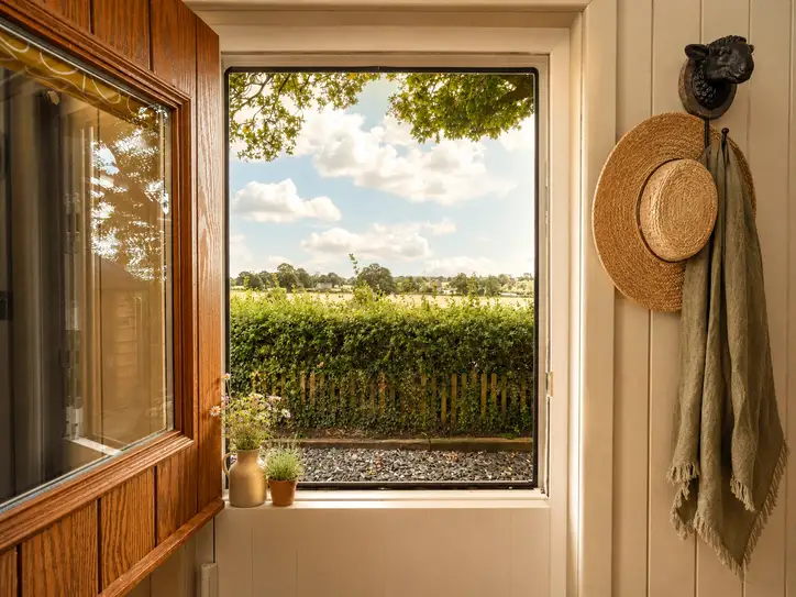 Shepherd hut set within the peaceful Old Rectory grounds