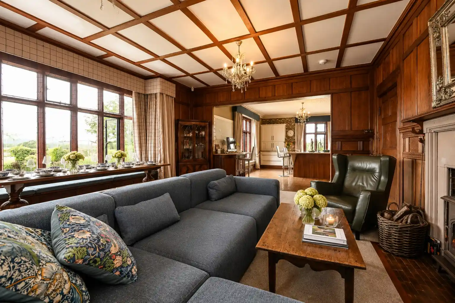 Guests gathered together in the main living room at The Old Rectory